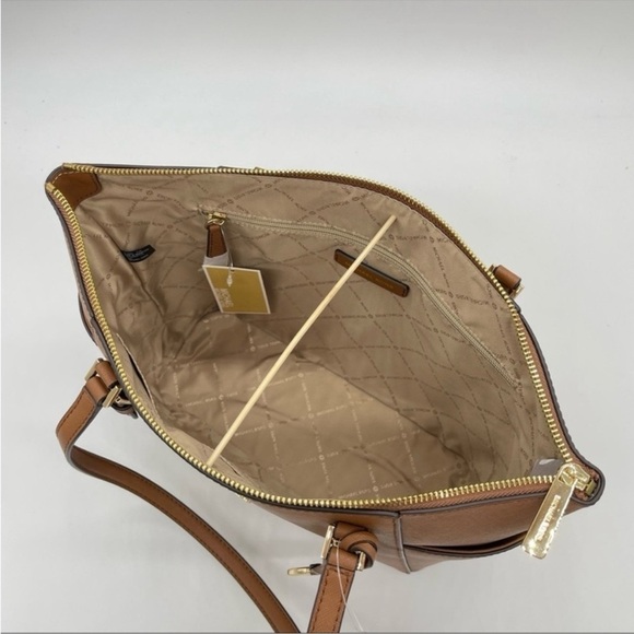 Michael Kors Large Charlotte Tote Bag & Large Trifold Wallet Luggage Brown - Picture 6 of 13